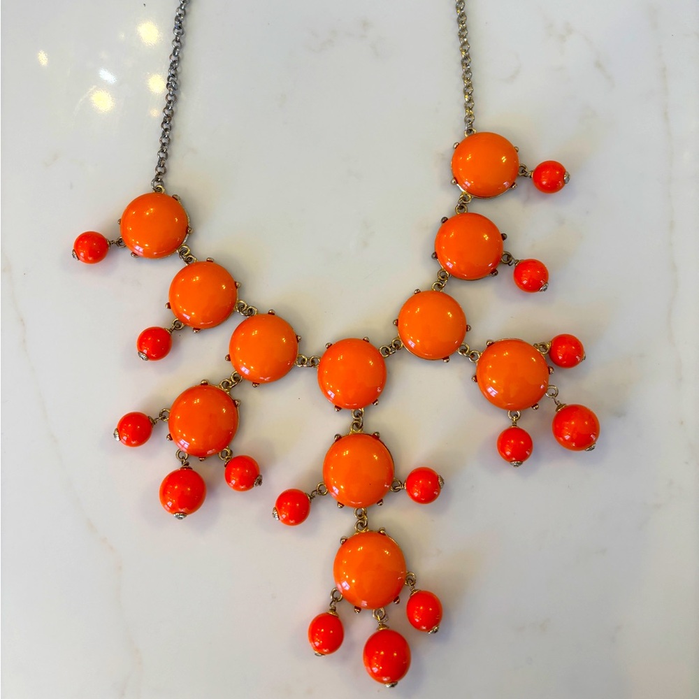 J. Crew Coral Orange Bubble Statement Necklace